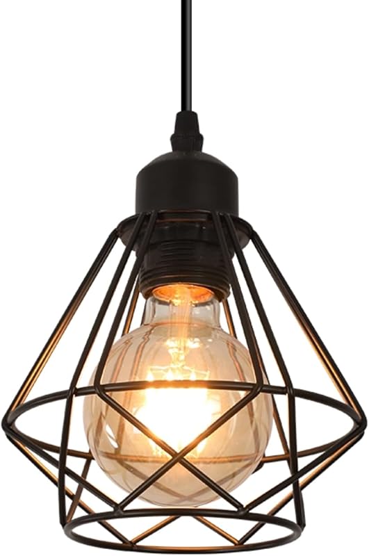 Comely Vintage Függőlámpa - Fekete Ketrec Mennyezeti Lámpa E27 Foglalattal - Retro Ipari Lámpaernyő Nappaliba, Konyhába, Hálószobába, Étkező