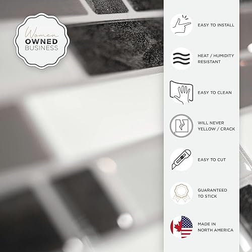 Miniatura 5 de SMART TILES Protector contra salpicaduras para despegar y pegar, 4 hojas de 9.73 x 9.36 pulgadas, adhesivo 3D para cocina, baño, azulejos de pared