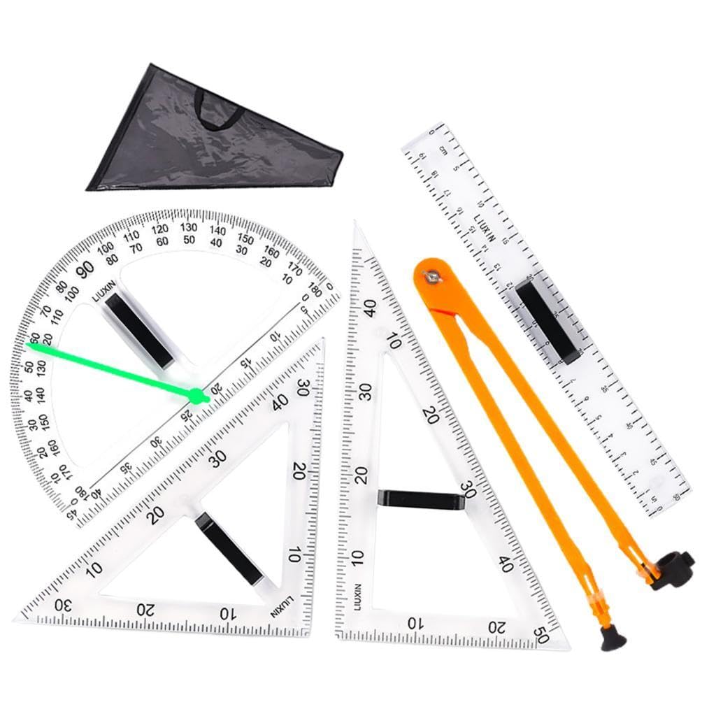 Mathematik set Messwerkzeug Dreieck Lineal für Lehrer Schüler Zeichenunterricht Heimarbeitsplatz, 5 Stück