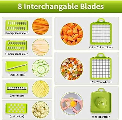 Miniatura 5 de Picador de verduras, multifuncional 12 en 1, picador de alimentos, picador de verduras, picador de cebolla, rebanador de verduras y mandolina