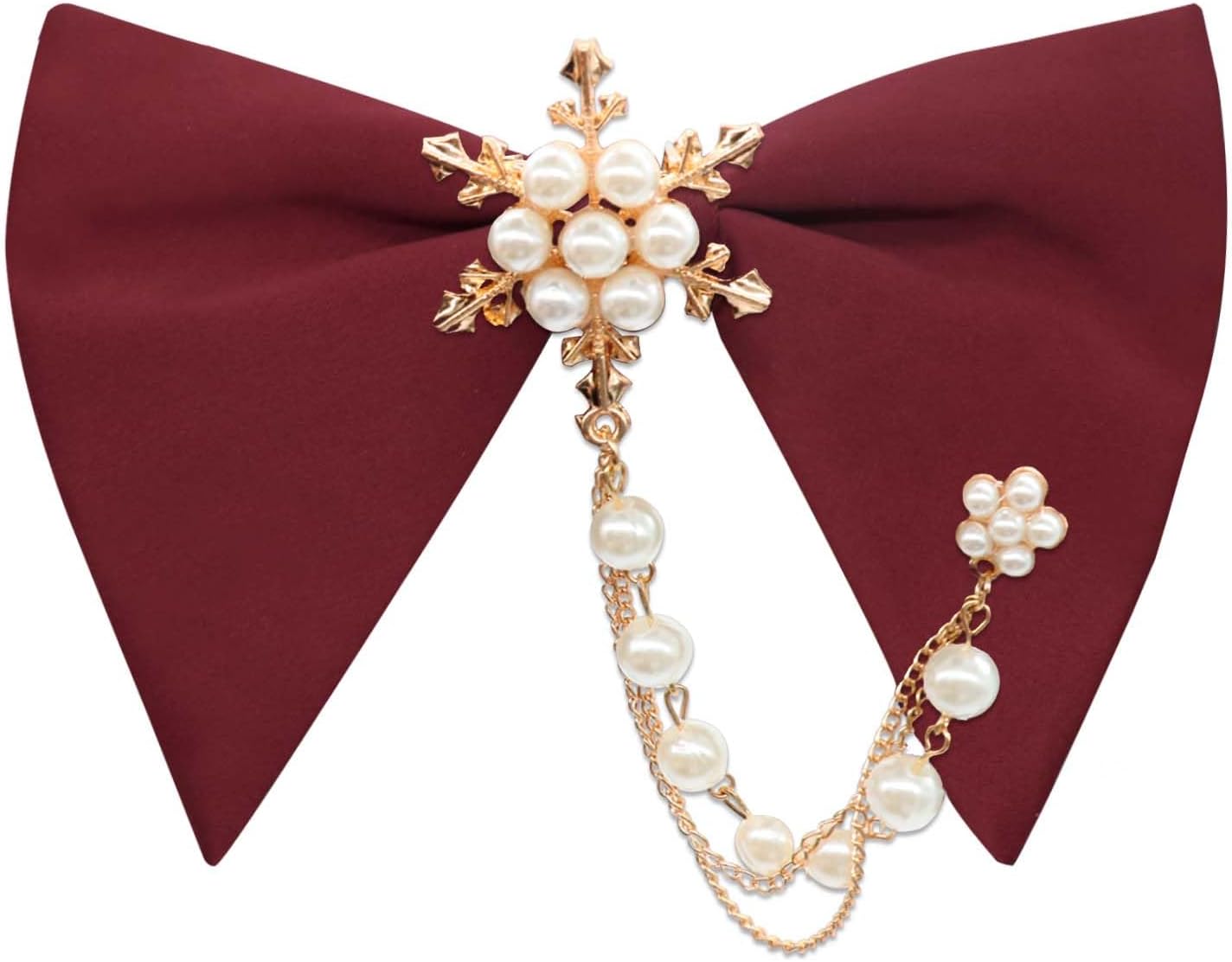 Mantieqingway Oversized Bow Ties for Men, Adjustable Pre-tied Bow Tie with Pearl Decoration Tuxedo Bowties For Wedding Party