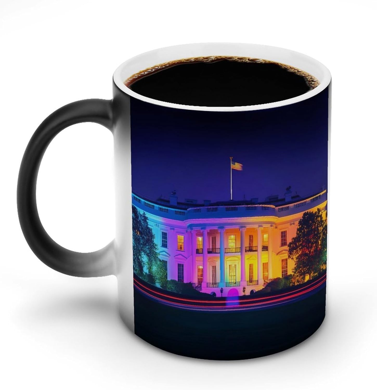 Colorful White House Washington Funny Color Changing Coffee Mug Ceramic Magic Cup Personalized Discoloration Tea Mugs