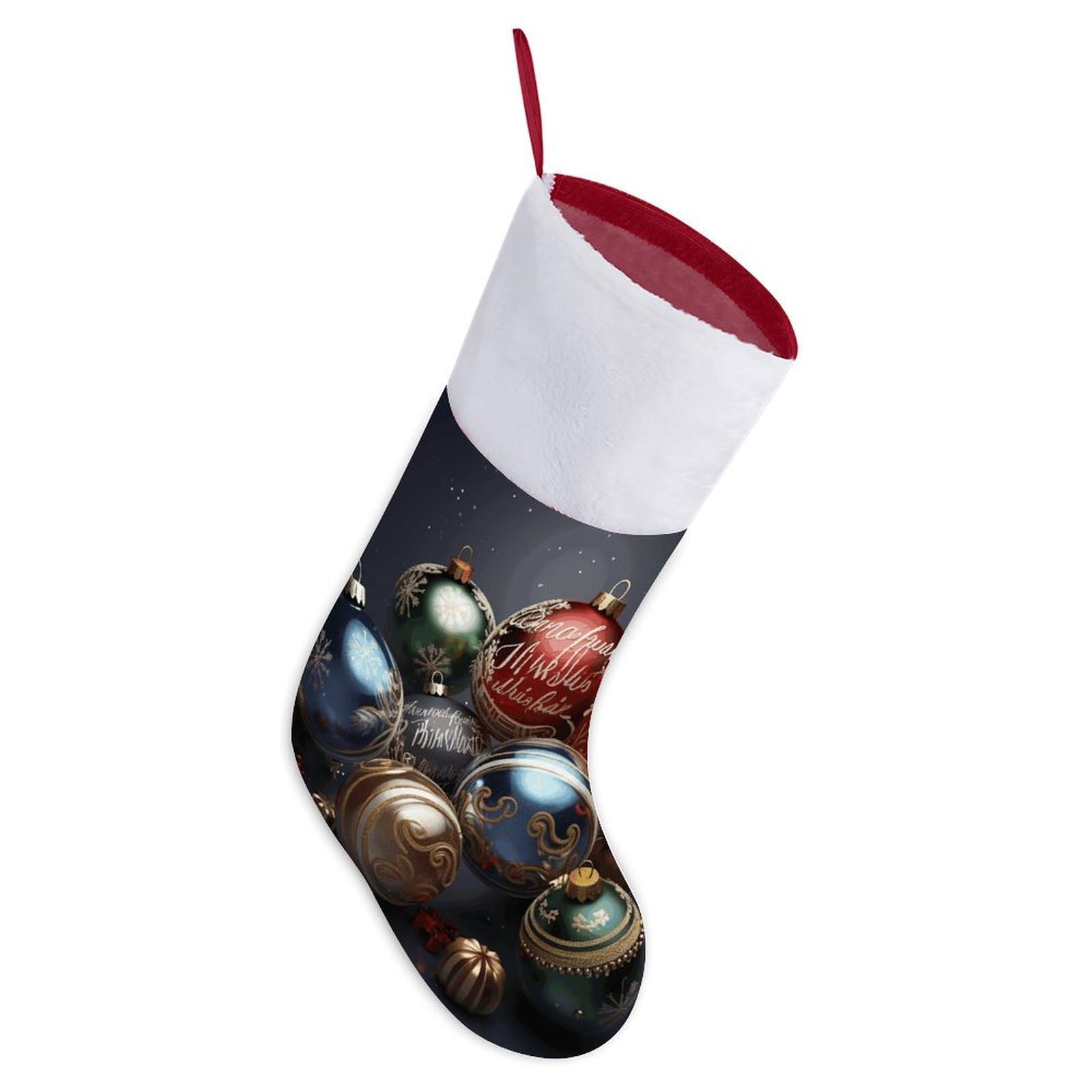 Christmas Balls1 Christmas Stocking, 16.5 Inch Festive Themed Socks Personalized Hanging Stockings Large Super Soft Xmas Stocking for Xmas Tree Mantel Party Decor