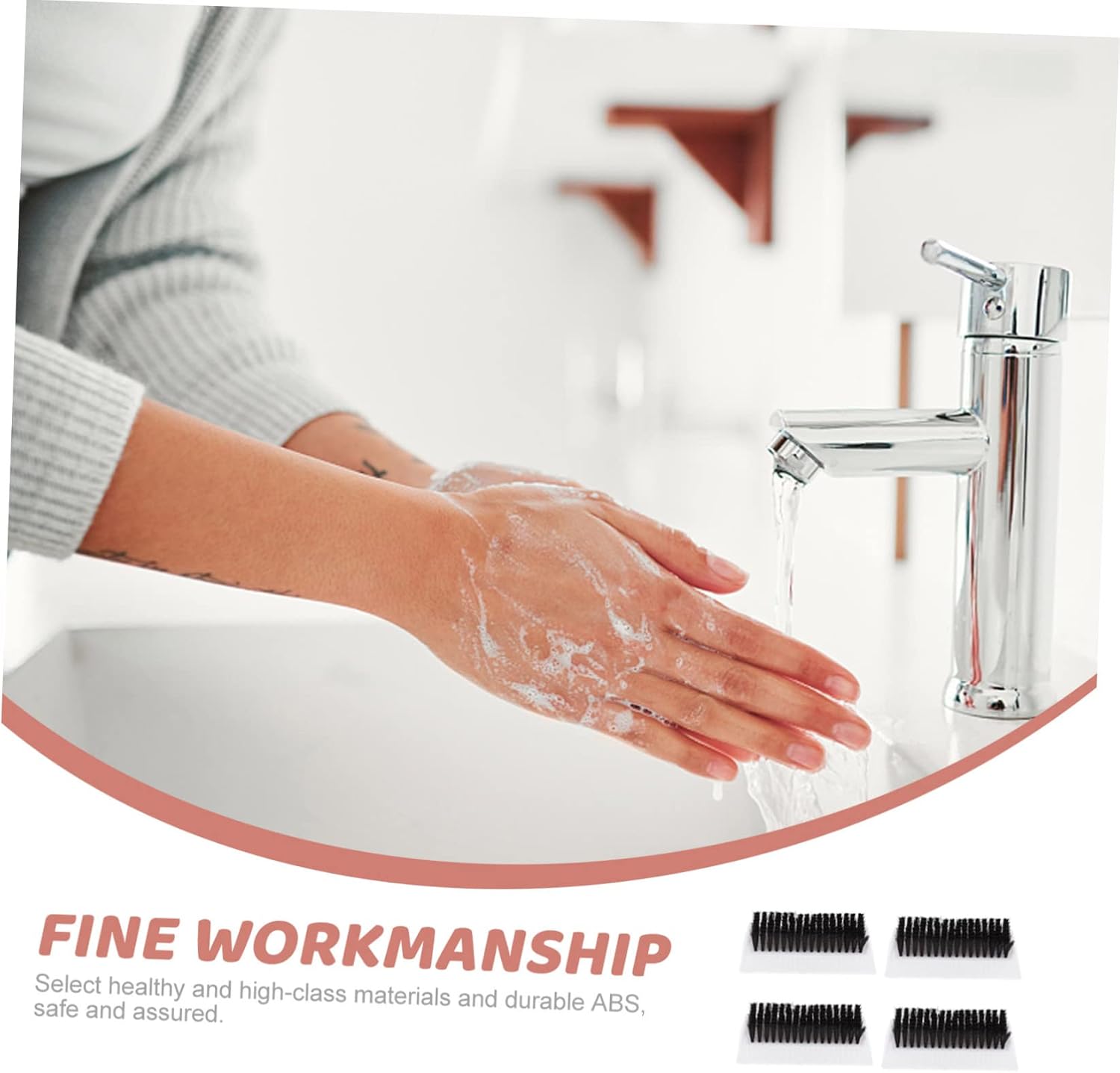 COLLBATH 4Pcs ABS Nail Cleaning Brush Set Dual-Sided Soft Bristle Hand Scrubber for High-Temperature Disinfection Portable Tool for Handwashing Nail Care