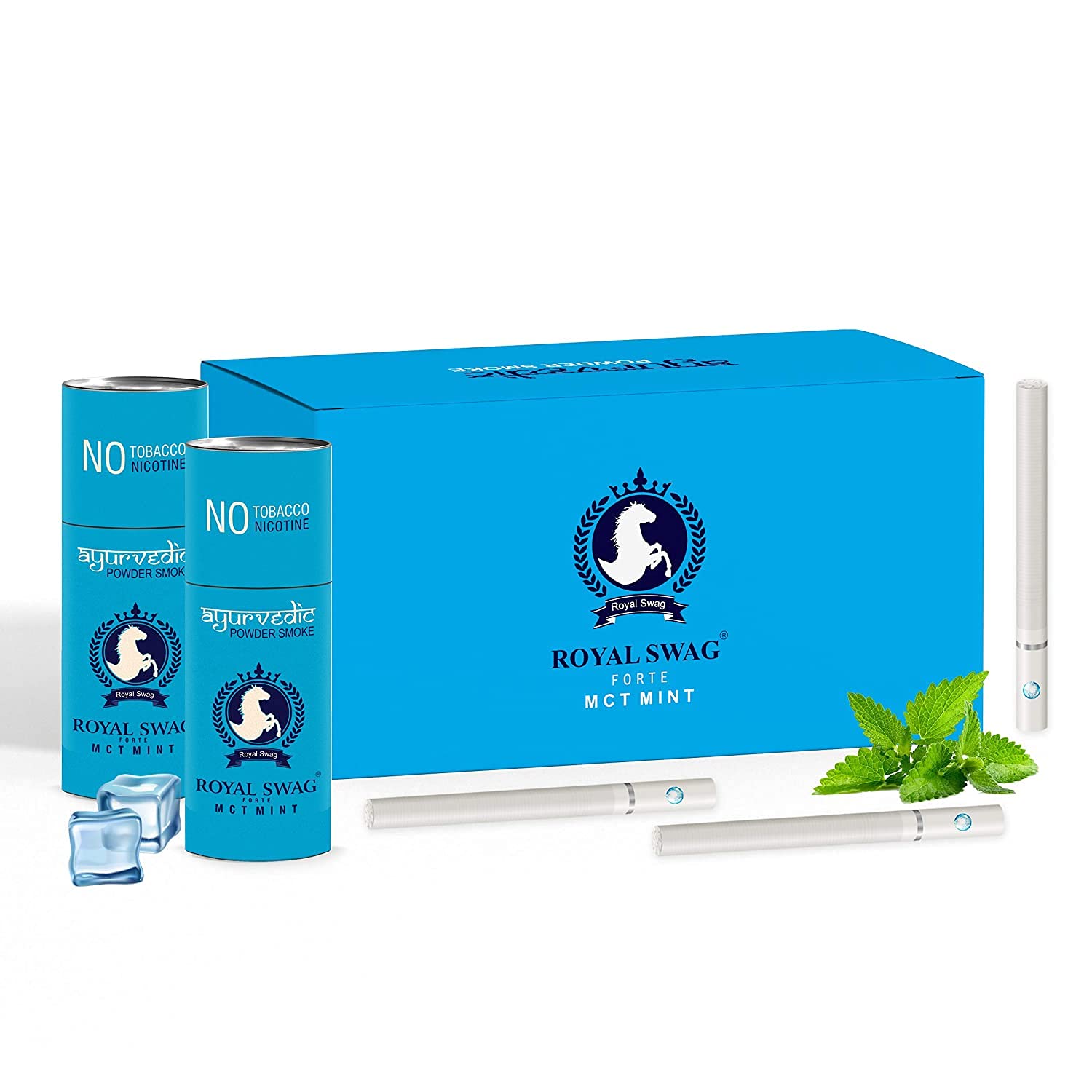 ROYAL SWAG Ayurvedic & Herbal Cigarette, Mint Flavour Smoke Nicotine Free & Tobacco Free Cigarettes Helps in Quit Smoking - (50 Sticks)