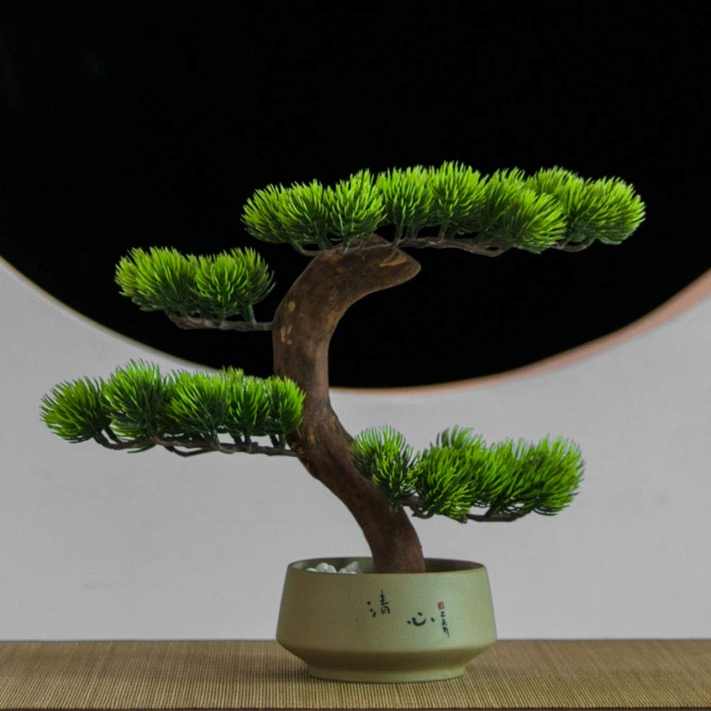 Artificielle Bonsaï Nouvelle simulation chinoise Petite Yiningbin Pine Arbre Simulation Tree Jardin d'extérieur Accueil Décoration de bureau Faux Plante Potouche Simulation Arbre Bonsaï Plante Artific