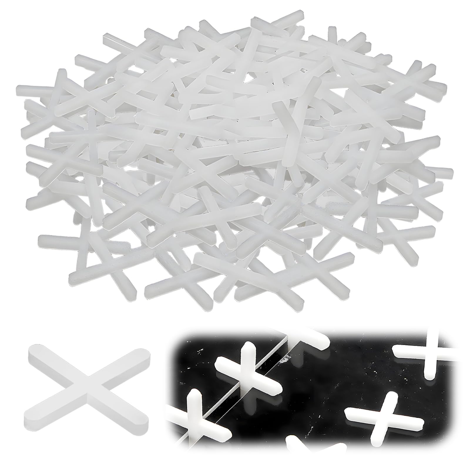 Soomuct White 500Pcs Tile Spacers, 2Mm Tile Spacers, For Wall And Floor Tiles, Tiles Fixing, Paving, Garden Slab Tiling, And Levelling. (White)