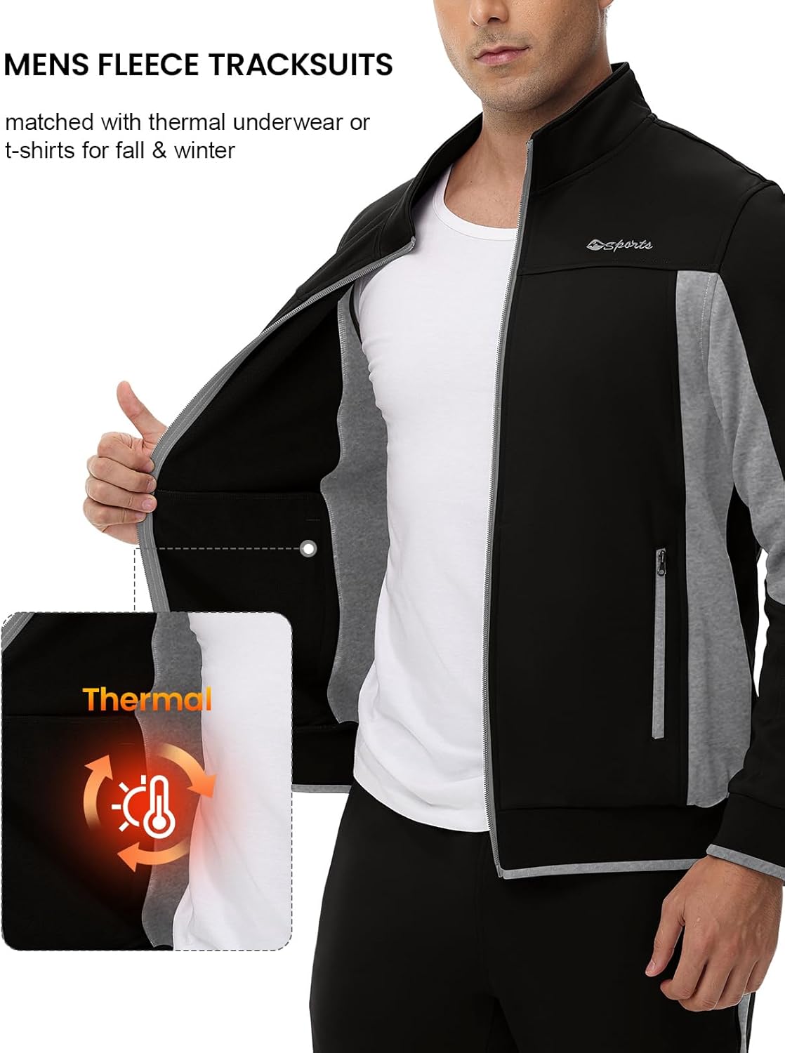 TBMPOY Men's Fleece Lined Tracksuits Sweatsuits 2 Piece Sets Winter Jogging Track Sweat Suits Thermal Casual Outfits - Image 3