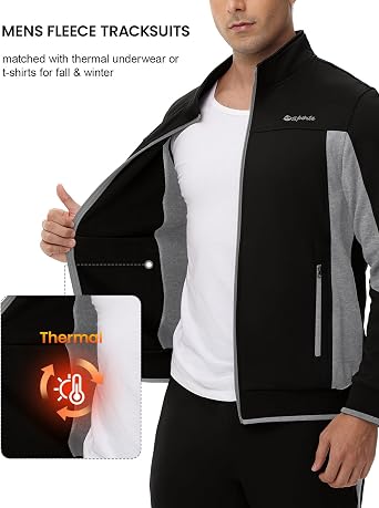 TBMPOY Men's Fleece Lined Tracksuits Sweatsuits 2 Piece Sets Winter Jogging Track Sweat Suits Thermal Casual Outfits