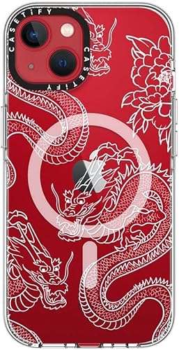 Miniatura 6 de CASETiFY Funda transparente para iPhone 13 no amarillentaprotección contra caídas de 6.6 piescompatible con Magsafe - Dragones