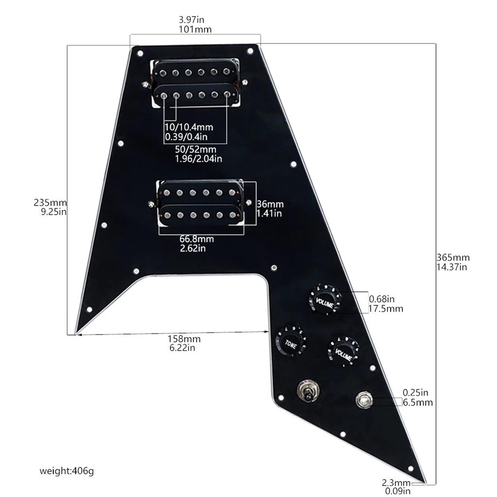Battipenna per chitarra precablato caricato nero a 3 strati per parti e accessori per chitarra stile V volante Set Battipenna Pickup