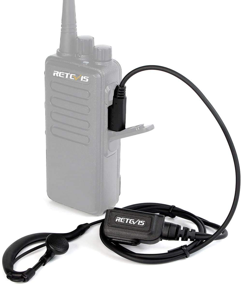 Retevis Walkie Talkie Auriculari, 2 pin G-Tipo Curvetta Auricolare Compatibile RT619 RT24 RT27 Baofeng BF-888S UV-5RV Kenwood Walkie Talkie (2 Pezzi)
