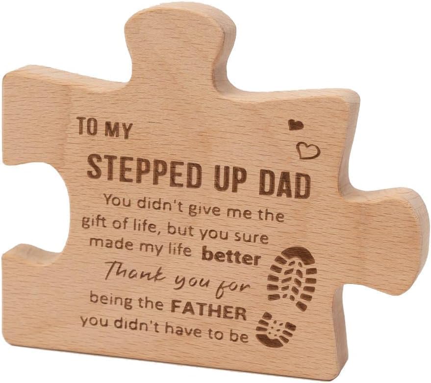 Best Step Dad Gifts, Bonus Dad Gifts, Wooden Puzzle Keepsake for Stepped Up Father Figure, Father’s Day Present, Birthday Appreciation from