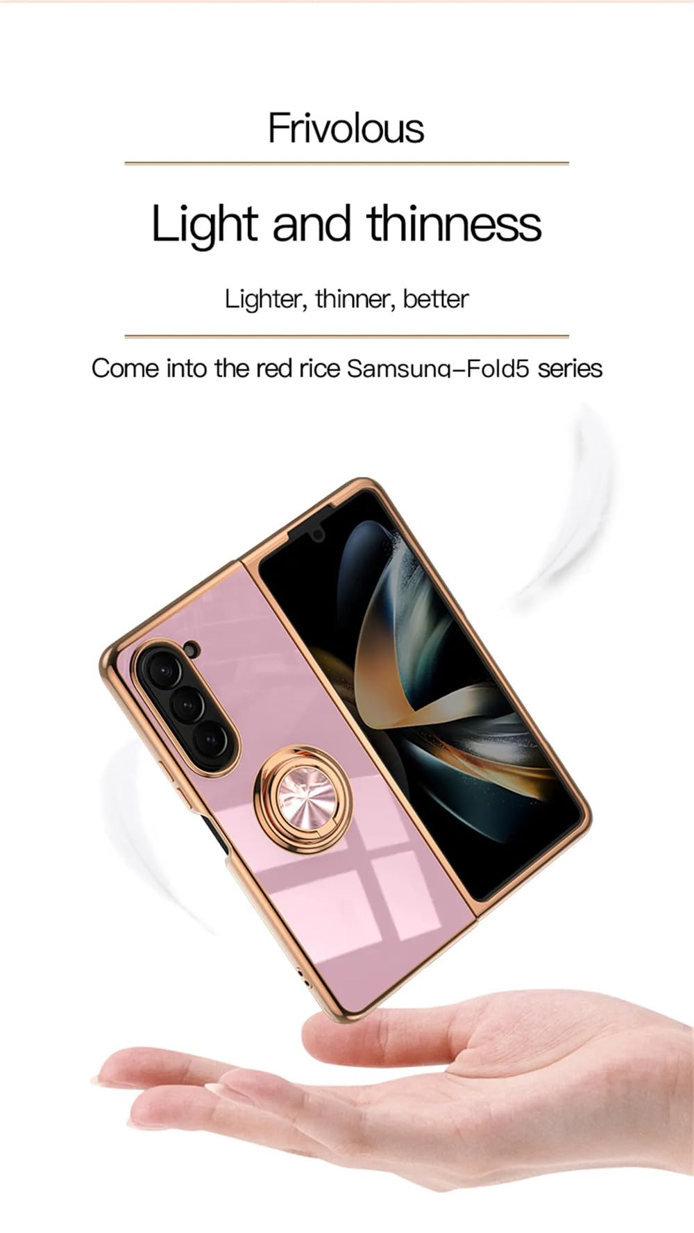 Custodia per telefono con supporto per anello magnetico galvanico per Samsung Galaxy Z Fold 5 4 Fold5 Fold4 5G Cover rigida, viola, per Samsung Galaxy Z Fold4