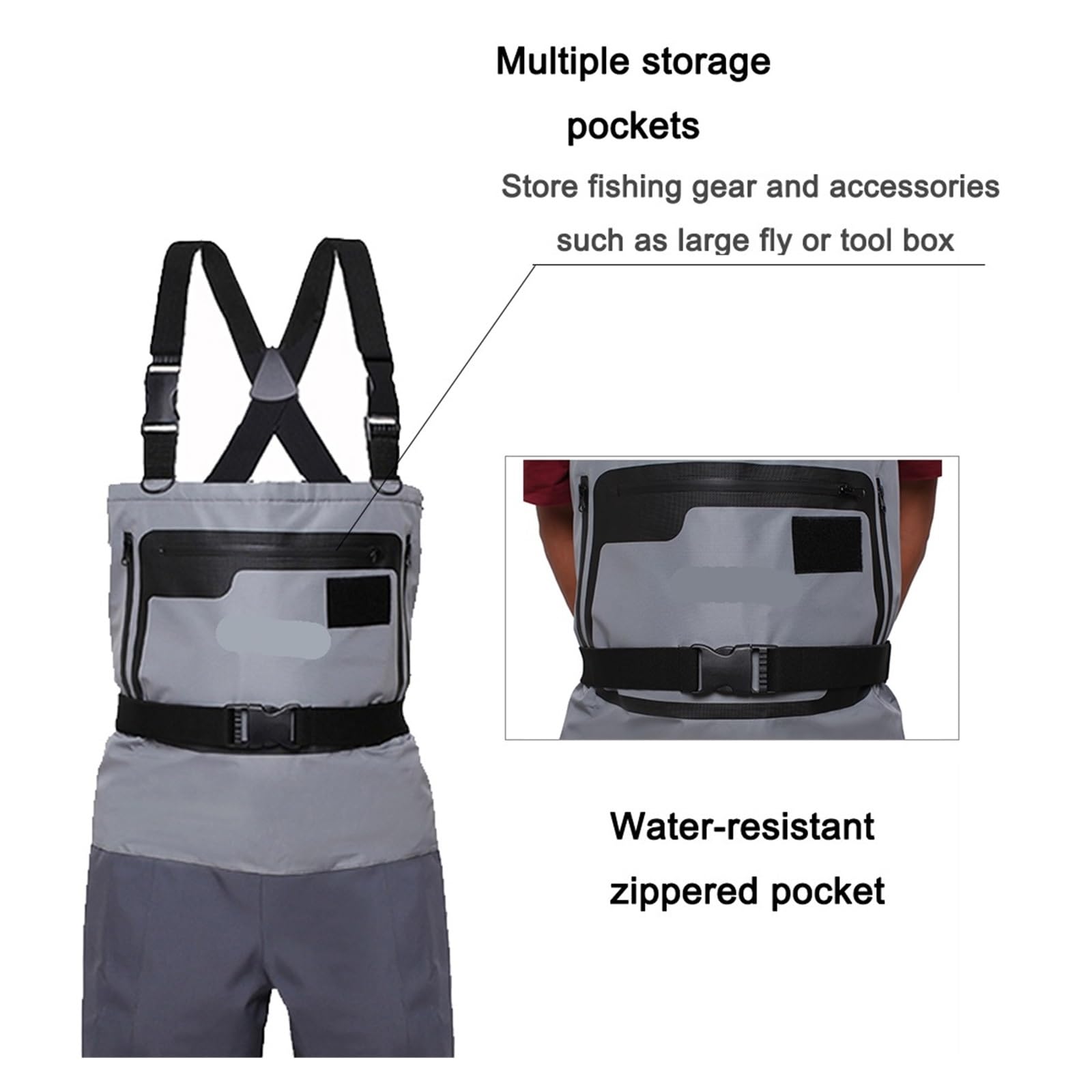 Wading Suit 5 strati robusto traspirante impermeabile calza piede pesca mosca petto trampolieri pantaloni per uomini e donne