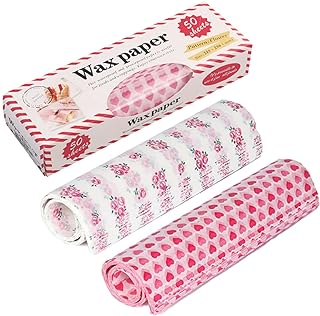 100 Sheets Wax Paper Sheets Heart & Rose Pattern Greaseproof Basket Liners Wrap Paper Sandwich Burger Chips Cookies Deli Paper Food Grade Baking Parchment 8.5 x 9.8 in