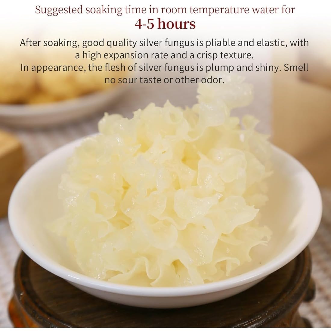 Hongos Blancos (Tremella Fuciformis), Hongos Nieve de Madera – 250g de Tremella Seca, Pequeños Hongos de Oído Plateado para Sopas y Postres – Naturales, Tendros y Nutritivos, Pequeños Tremella en Haya