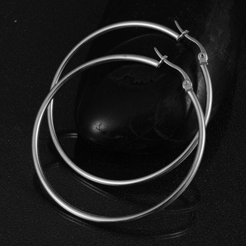 Round Hoop Earrings Set Women's 3 Pairs Surgical Stainless Steel earrings Golden 35mm 50mm 55mm Diameter Silver 35mm 45mm 50mm Diameter - Image 5