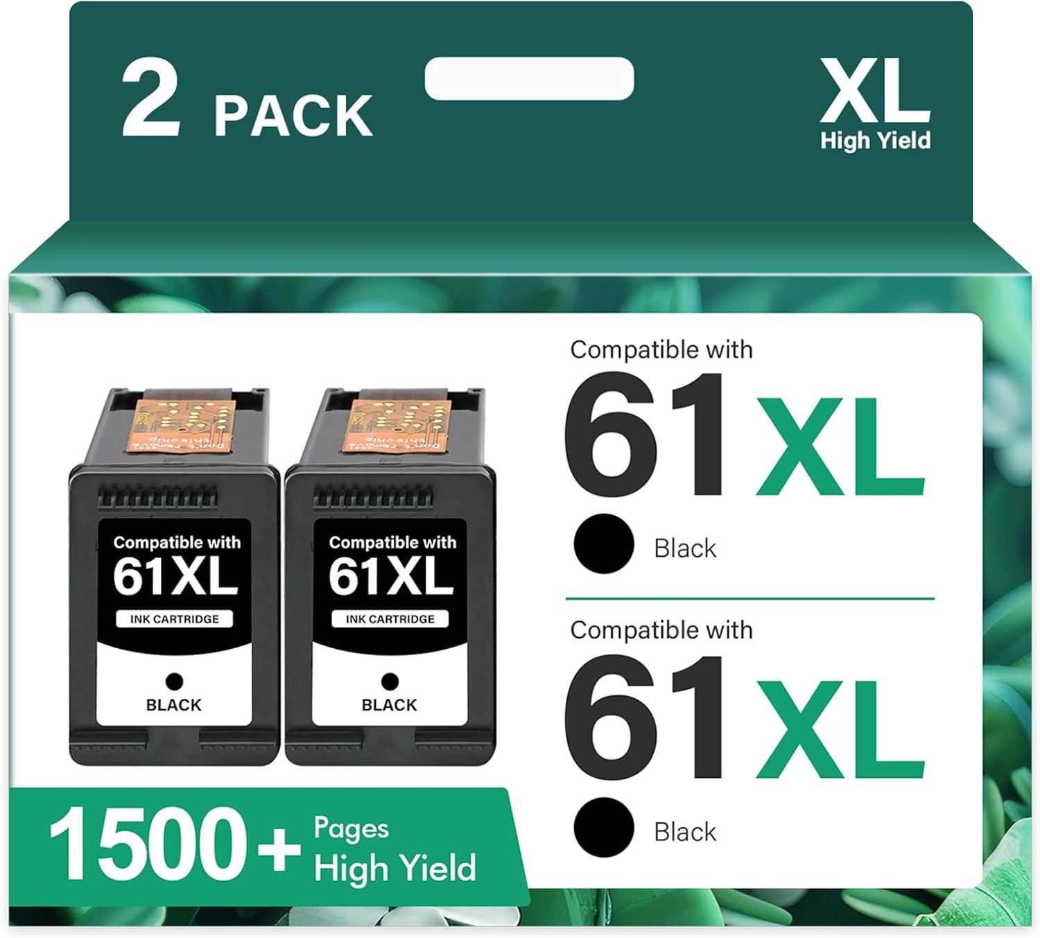 61XL 61 Black Ink Cartridge Replacement for HP Ink 61 XL Ink Cartridges for HP Printers Envy 4500 5530 4502 4501 5535 OfficeJet 4630 DeskJet 2540 Printer (2 Pack, Black)