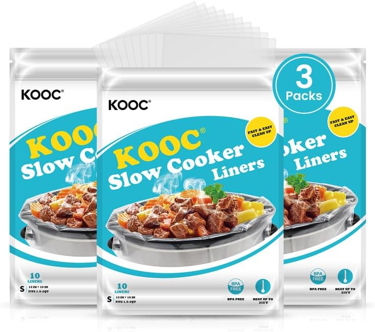 KOOC Slow Cooker Liners 10″x13″ 30 count Small Size Disposable Plastic Bags Pot Liners Brunch Cooking Bags Fit 1.5 qt to 2 qt Pot BPA Free KOOC Slow Cooker Liners 10″x13″ 30 count Small Size Disposable Plastic Bags Pot Liners Brunch Cooking Bags Fit 1.5 qt to 2 qt Pot BPA Free