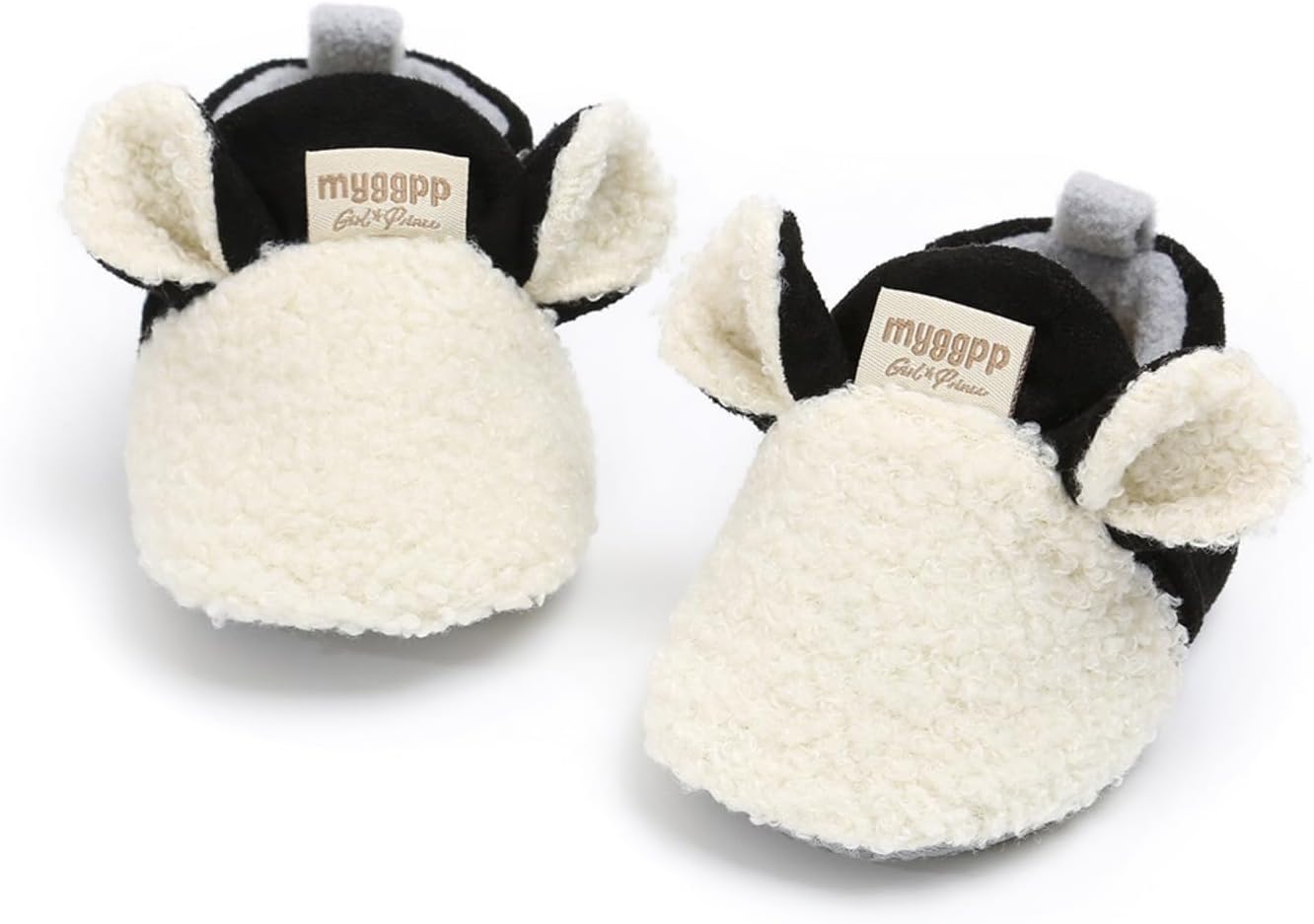 Baby Soft Plush Slippers Cartoon Toddler Infant, White, 6-12 Months