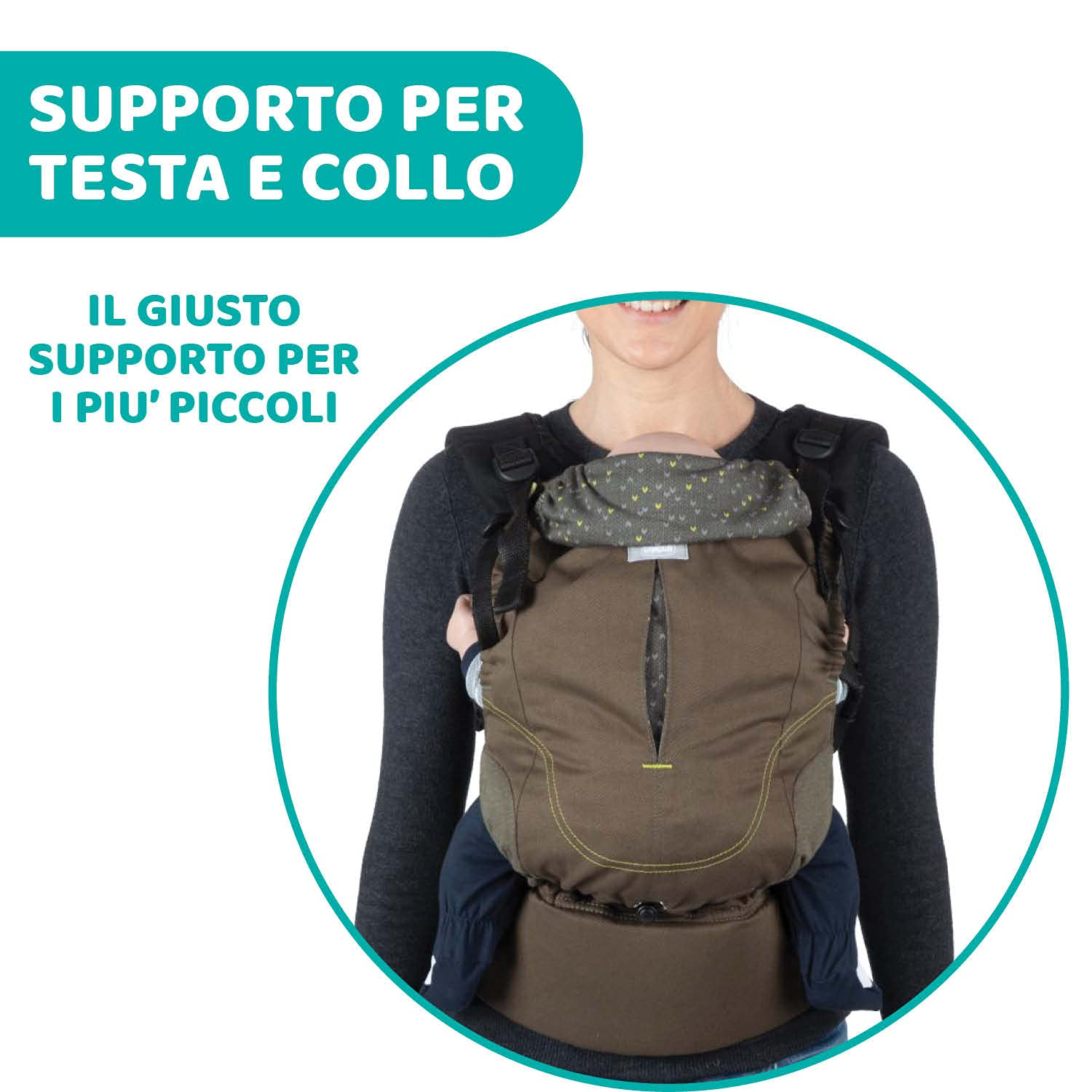 Chicco Marsupio Neonati Ergonomico Myamaki Fit, Zaino Porta Bambino dalla Nascita a 15 kg, Porta Bebè Evolutivo Multifunzione con Seduta e Pannello Regolabili, Supporto per Schiena e Collo - Leaf