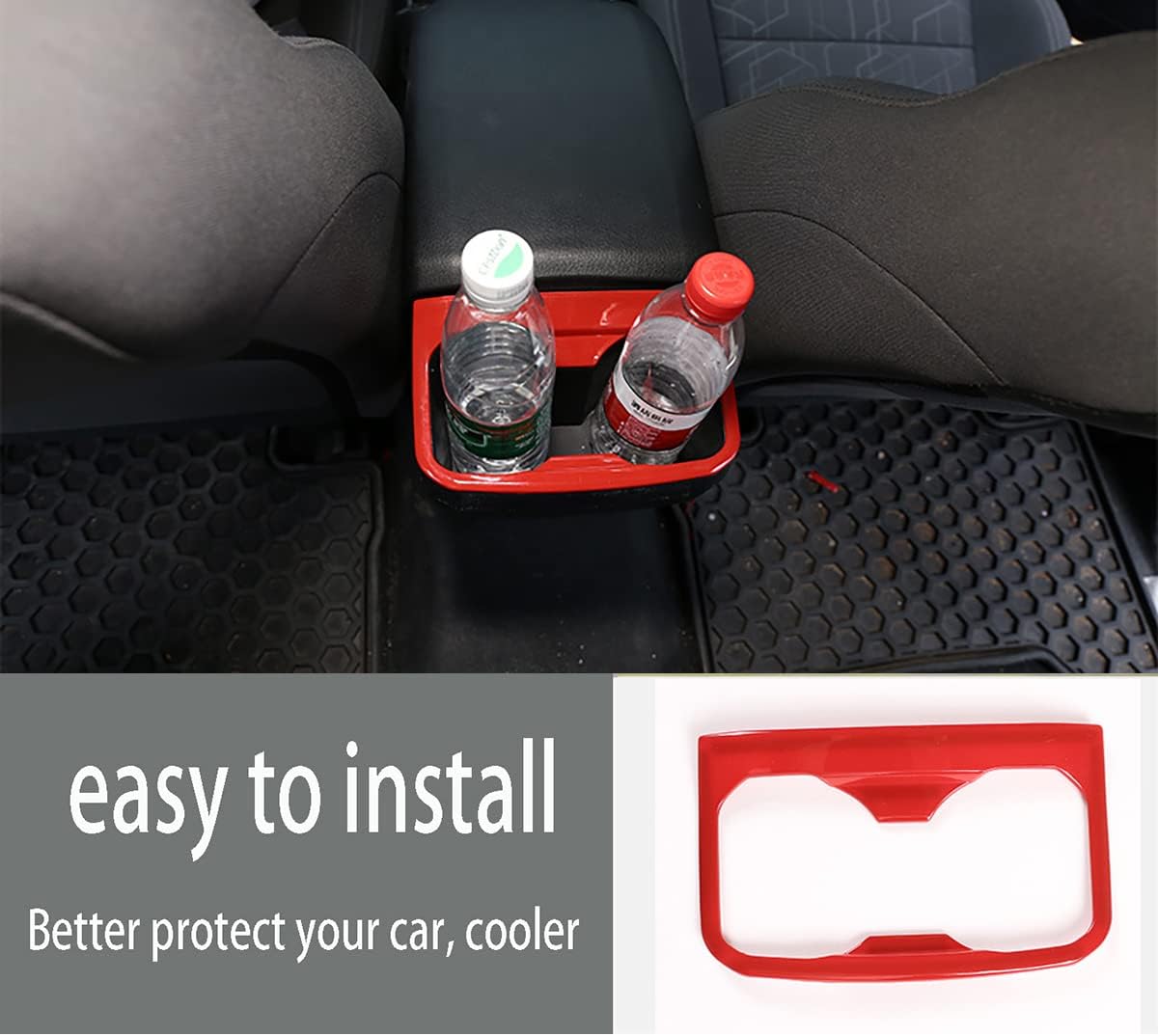 Car Accessories 2016-2022 for Toyota Tacoma Rear Seat Armrest Cup Holder Panel Cover Trim ABS 1PC (Red), (OC06088)