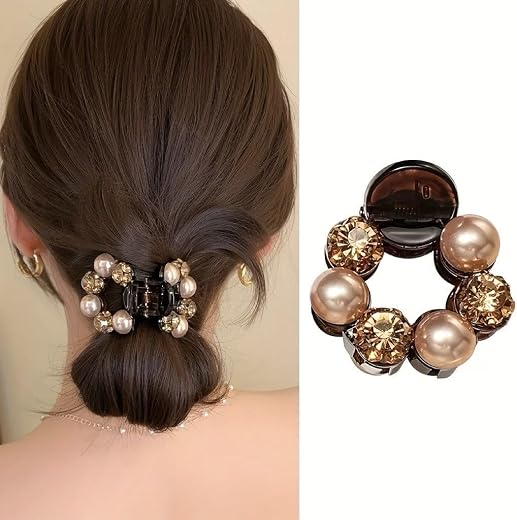 Palind Elegant Mini Hair Clips – Beige Rose Flower Claw Clips for Girls &amp; Women, Strong Grip Beige Mini Hair Claw Clips wi...