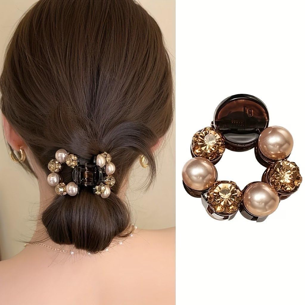 Palind Elegant Mini Hair Clips – Beige Rose Flower Claw Clips for Girls & Women, Strong Grip Beige Mini Hair Claw Clips wi...