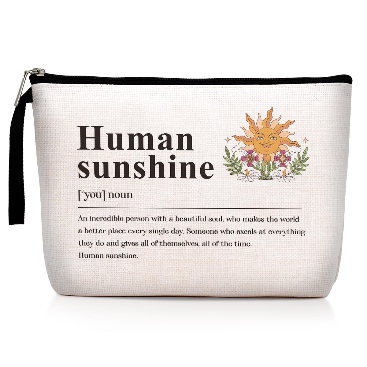 Human Sunshine Definition Makeup Bag Gifts for Women Boss Teacher Nurse Coworker Friends Inspirational Motivational Quote Cosmetic Bag Zipper Pouch