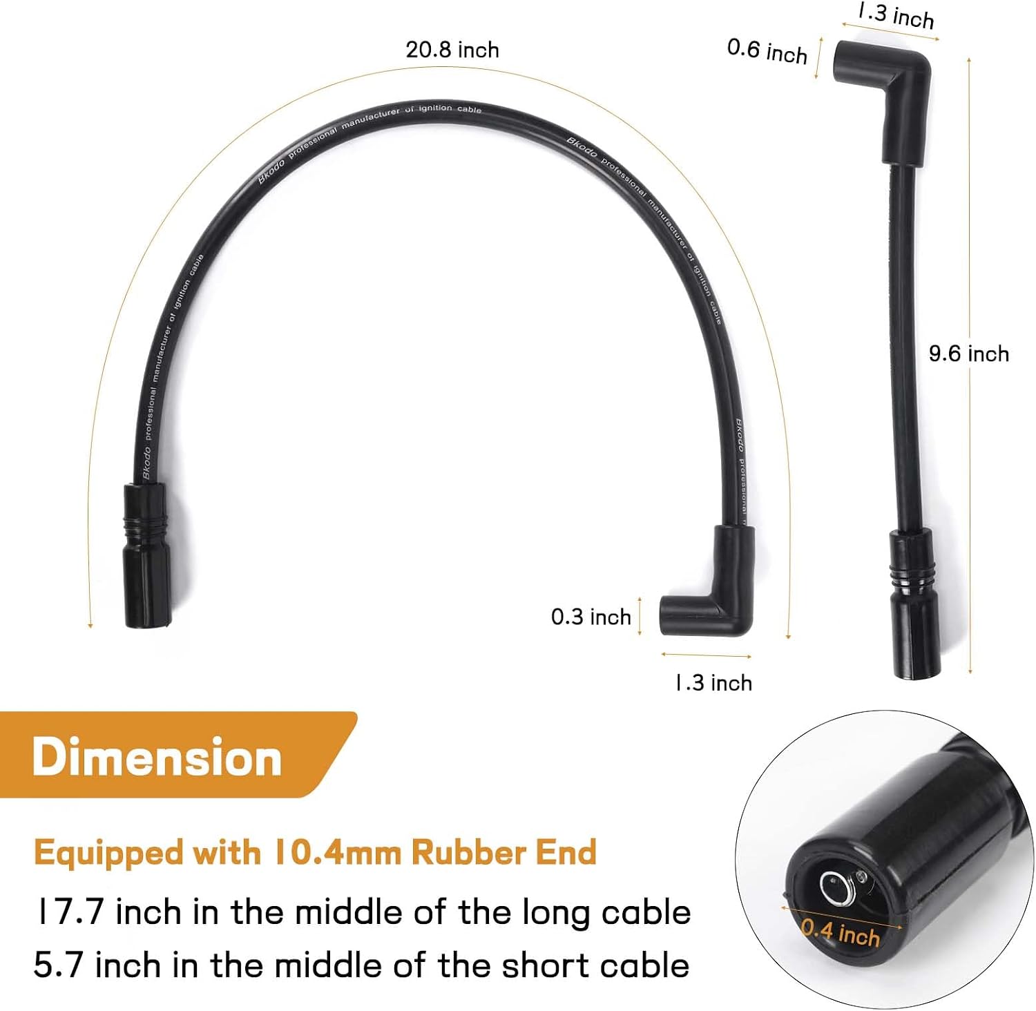 10.4mm Spark Plug Wires Ignition Coil Wires Compatible with Harley-Davidson Big Twin Dyna Super Glide/Wide Glide/Low Rider 2000-2017 & Softail Springer/Slim/Deluxe/Deuce 1999-2017 (Black)