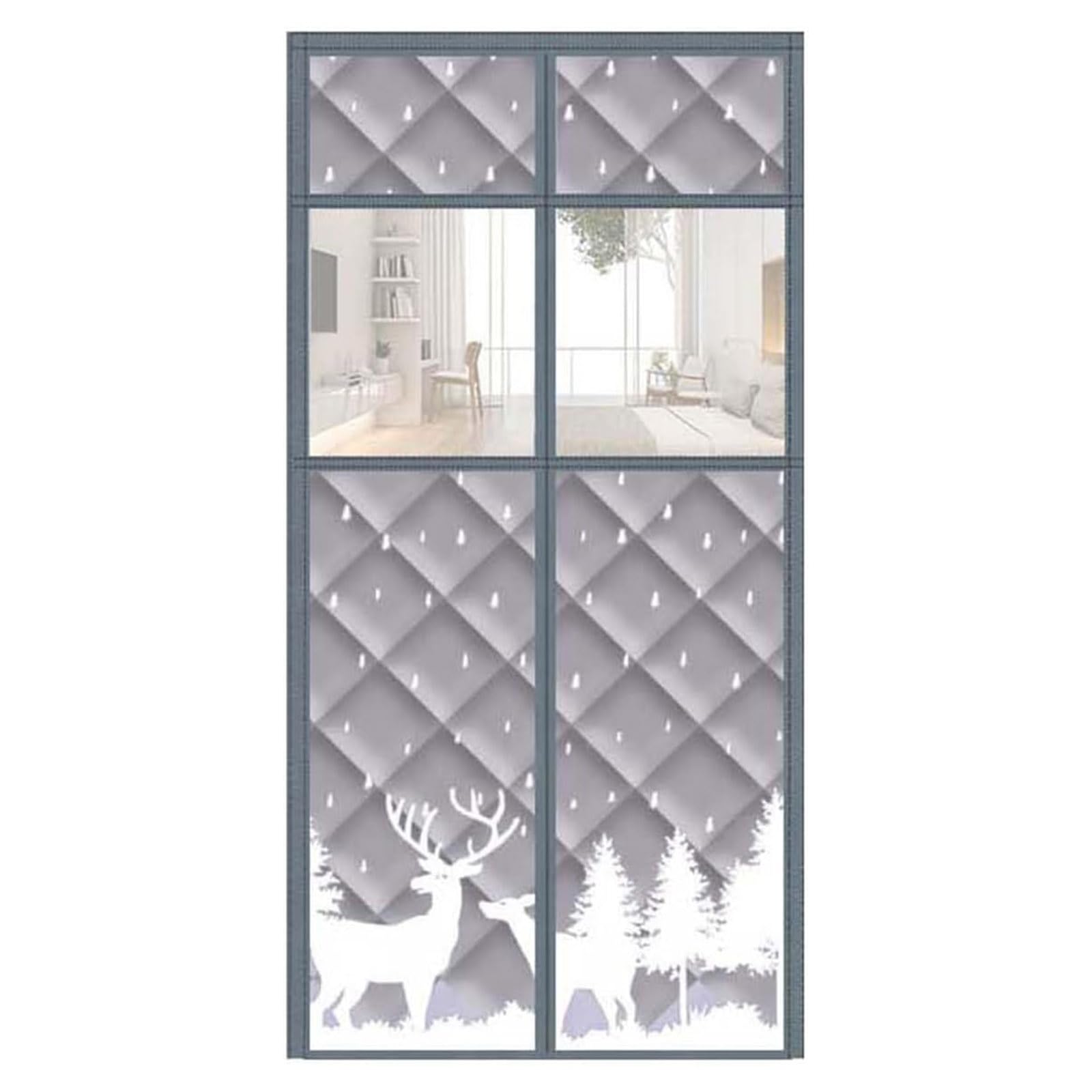 Sepkus Thicken Warm Soundproof Door Curtain With Clear Windows Insulated Cotton Door Cover Soundproofing Sheet For Air Conditioner Heater Room, Various Sizes (80X200cm)