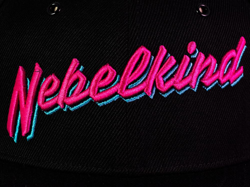 Nebelkind Snapback-Cap-Herren Damen Miami schwarz pink-lila, Einheitsgröße OneSize, Größenverstellbar, Unisex, hochwertige Basecap trendig, Streetwear Style, Baseball-Kappe mit geradem Schirm, Retro