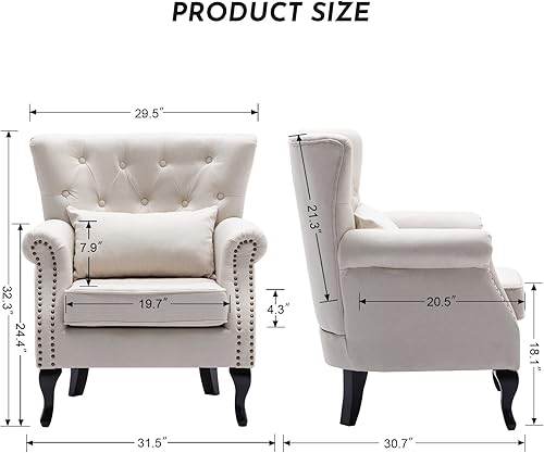 Miniatura 69 de Sillas de lectura Accent Midcentury - Sofá esquinero moderno y cómodo con respaldo copetudo para sala de estar, dormitorio, sala de recepción,