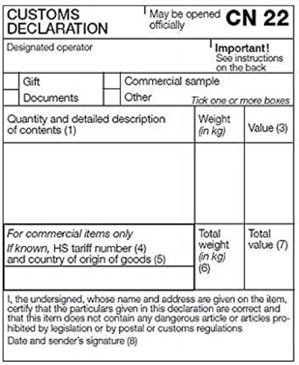 250 SELF ADHESIVE CUSTOMS DECLARATION FORMS LABEL CN22 ROYAL MAIL POST OFFICE STATIONARY