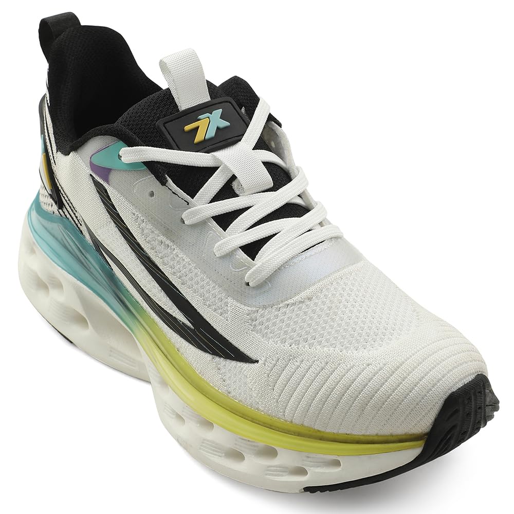 Leap7x NEPTUNE-1E Men Sports Running Shoes - Black & White | Comfortable and Durable Lace-Up Closure - Suitable for Lacing Walking, Gym, Jogging and Outdoor Shoes for Man - Cushioned Footbed-image-2