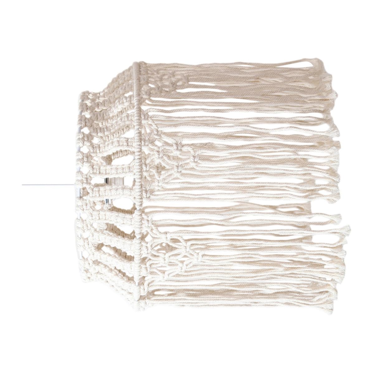 Paralume Decorazione Elegante per Soggiorno e Camera da Letto Lampada a Sospensione in Corda di Cotone Intrecciata Stile Bohemien Beige, Facile da Installare e Rimuovere