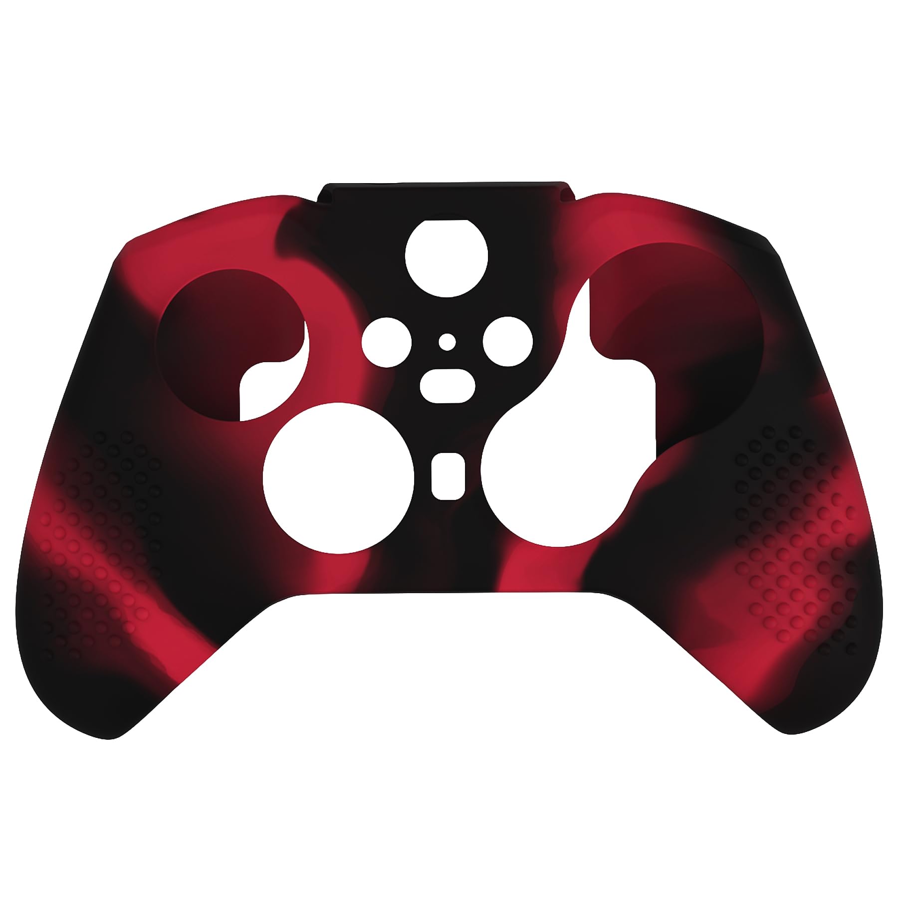 eXtremeRate PlayVital Funda de Silicona para Xbox One Elite Protector Antideslizante Suave Piel Cubierta Skin Case para Nuevo Xbox One Elite Controller Serie 2 con Tapas de Joyticks(Rojo & Negro)