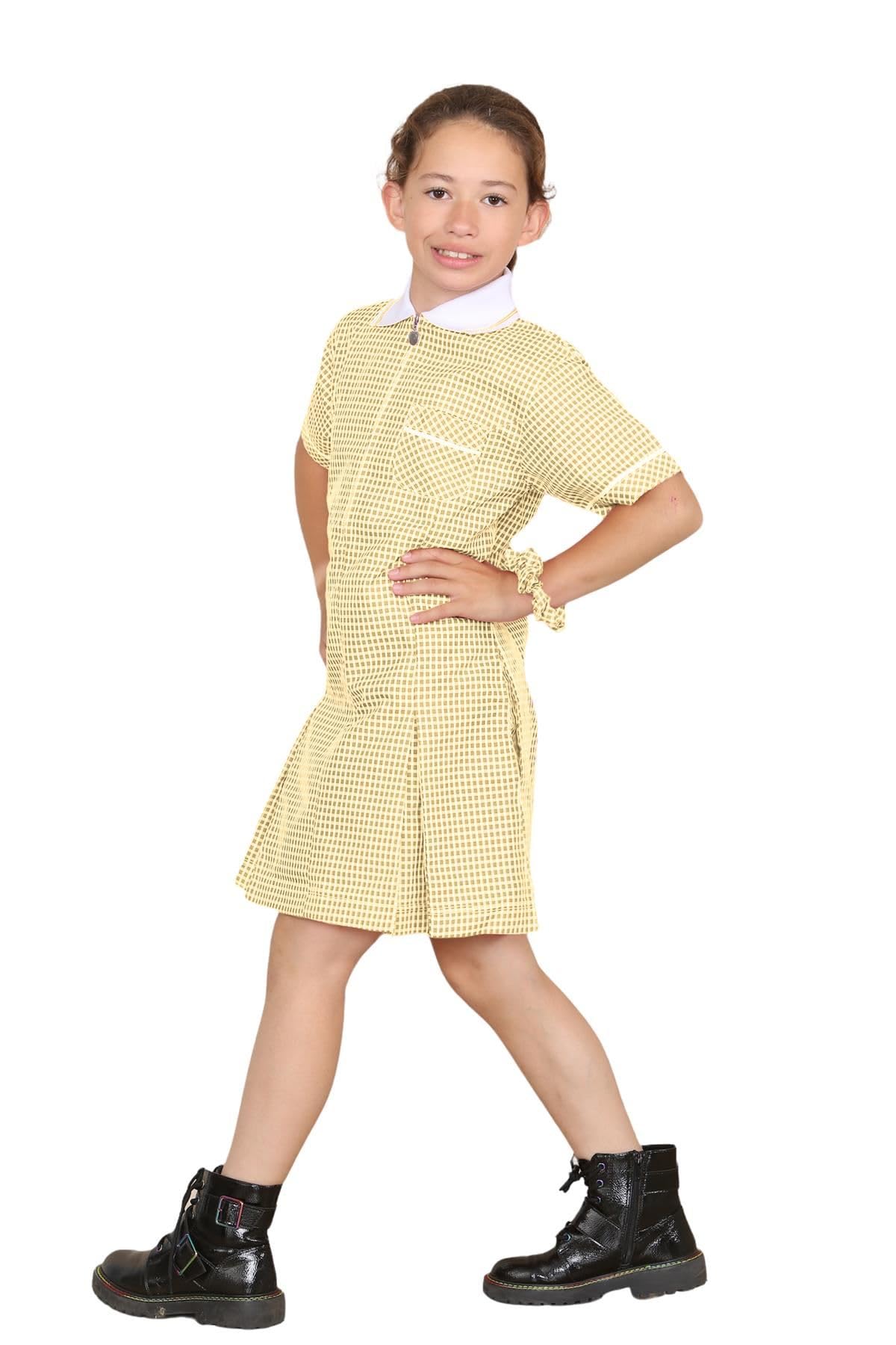 Vestido escolar a cuadros para niñas, paquete de 2 unidades, manga corta, con cremallera, plisado, uniforme escolar, vestido de verano a cuadros con bolsillos y pelo enrollado, edades de 3