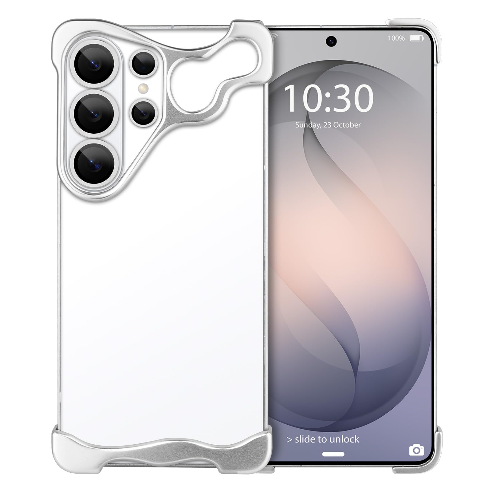Phone Case Compatible with Samsung Galaxy S26 Ultra Compatible with Lens Camera Protection, Frameless Minimalist Design, Extremely Highlighting Personality (Aluminum Polished Silver) Aluminum Polished Silver Samsung Galaxy S26 Ultra