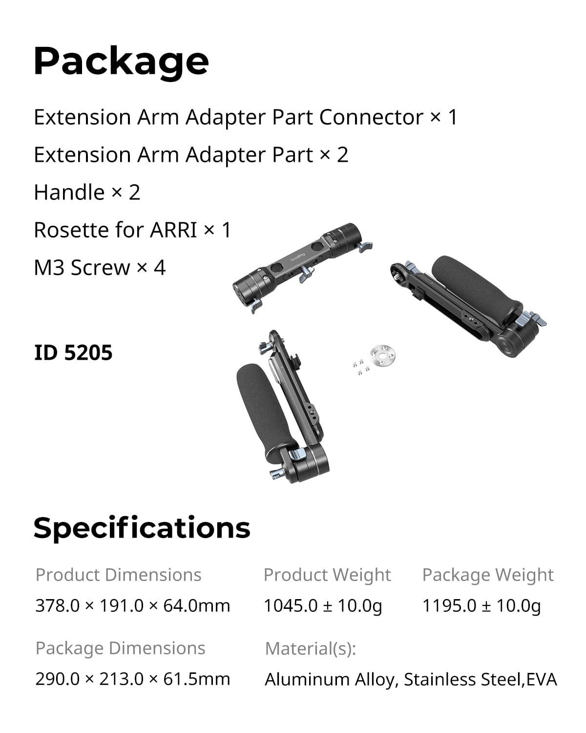 SMALLRIG Support d'épaule à Double Poignée pour Tiges LWS de 15 mm, Support d'Epaule Rotatif d'un Seul Geste pour Appareil Photo - 5205