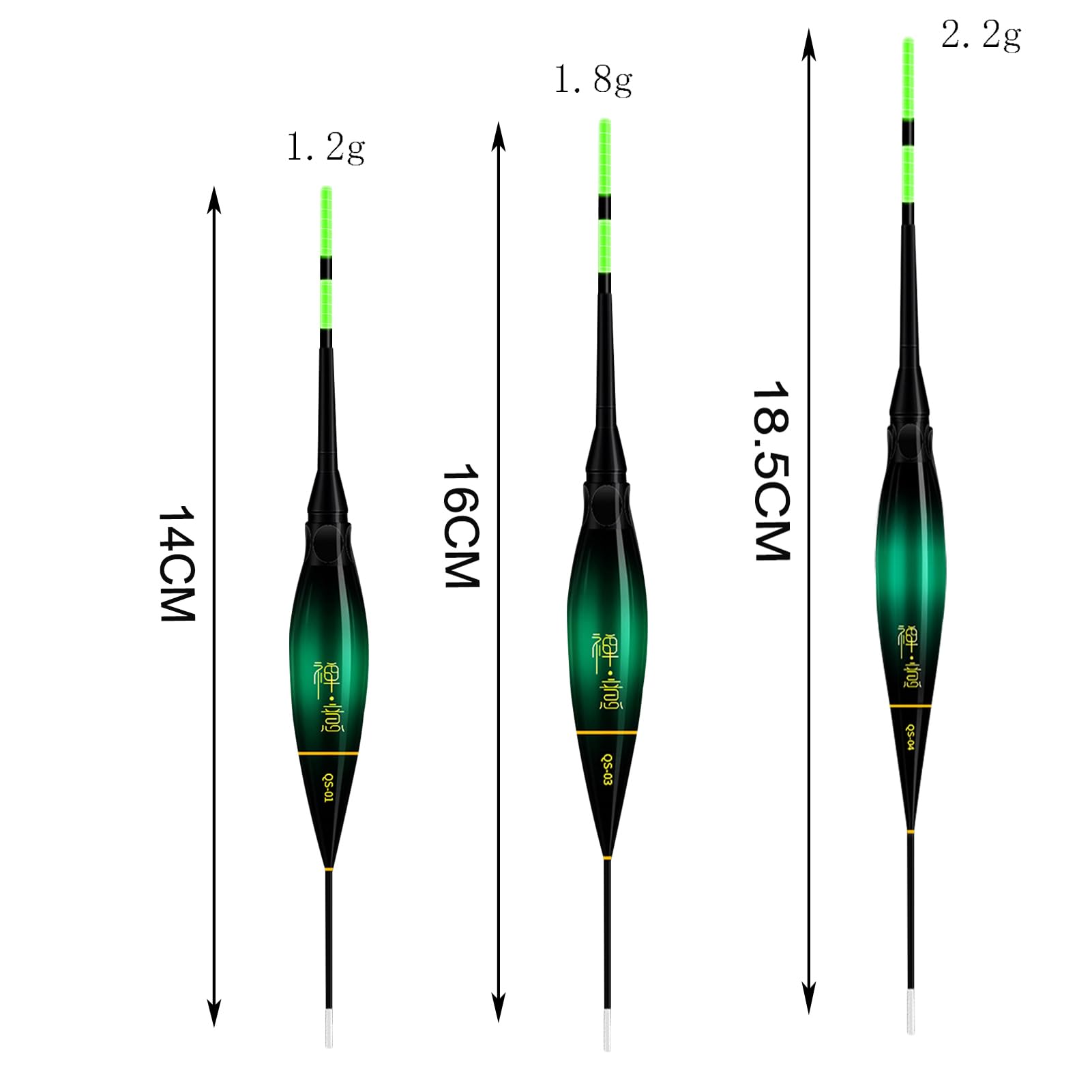 3 pezzi LED pose da pesca con indicatore di morso, pesca con sensore di gravità e base, accessori da pesca per immersioni, pesca al lago, fiume o stagno. (B