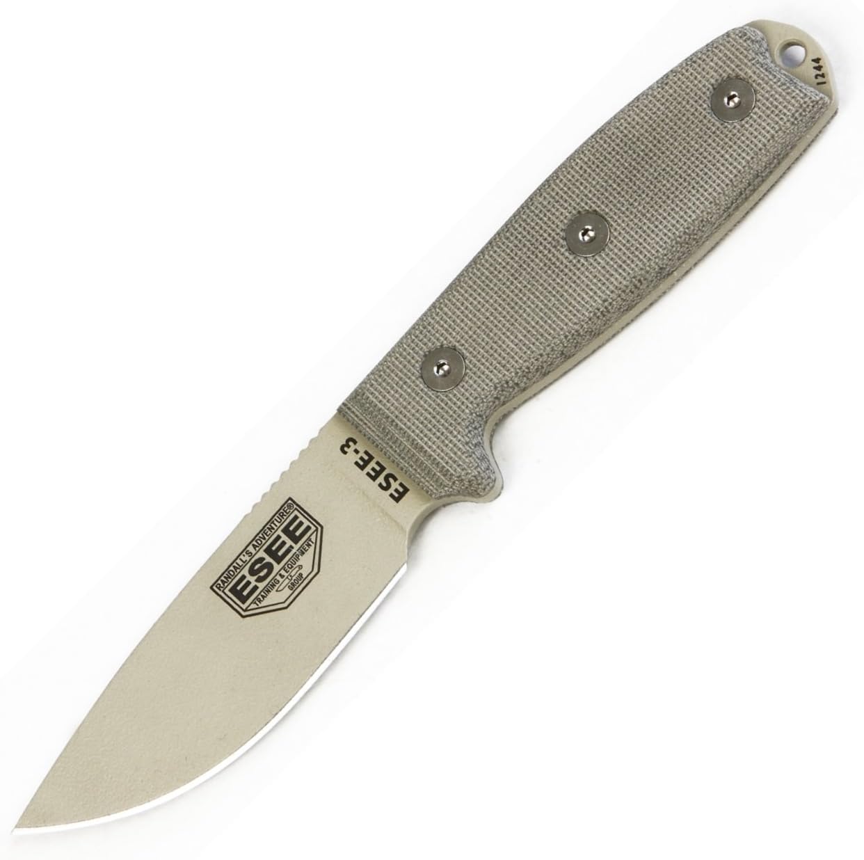ESEE -3P Modified Pommel Blades & Micarta Handles with OD Green Sheath, Desert Tan