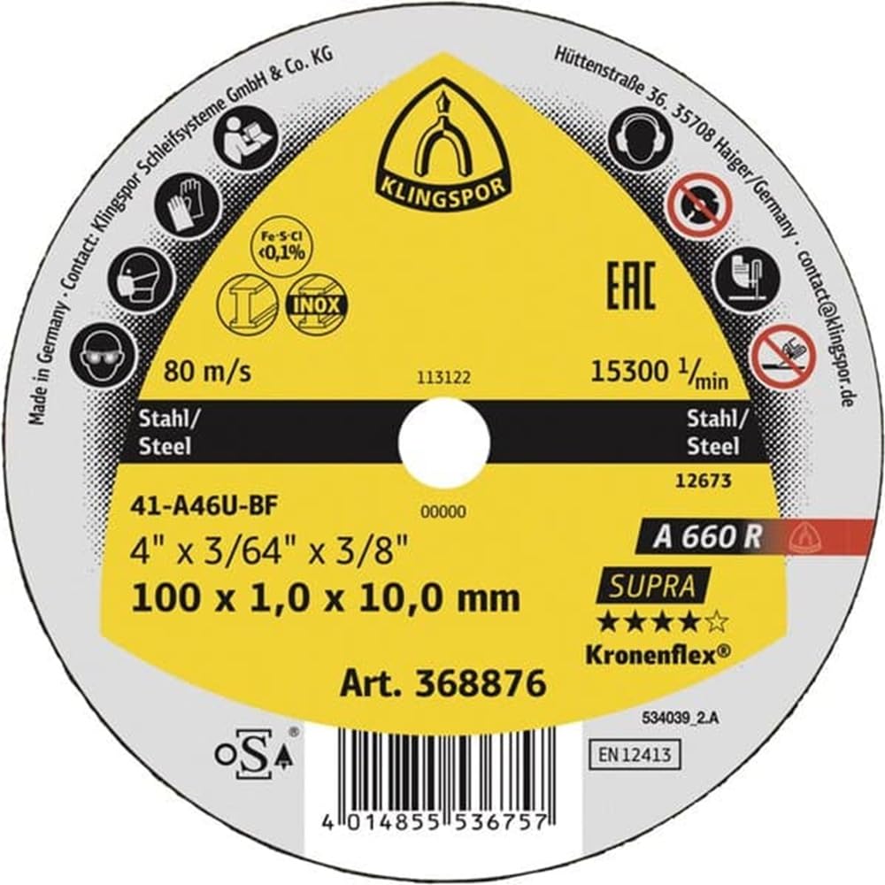 Trennscheibe A 660 R Supra 100 x 1 x 10 mm | extra dünne Kleintrennscheibe für Edelstahl & Stahl | hohe Standzeit | saubere Schnitte ohne Grat | 25 Stück | 329103