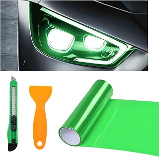 Car Light Tint Film, 11.8" × 47.2" Self-Adhesive Auto Light Wrap Film Roll with Cutter, Waterproof Vinyl Film Sticker for Fog Light Tail Light Headlight, Car Accessories (Green)