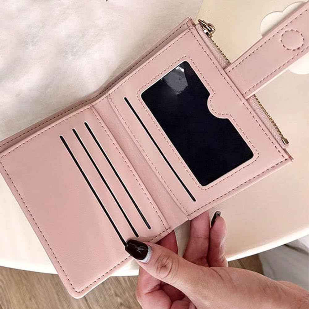 [Catwo] 財布女子高校生人気 レディース 2つ折り かわいい 小銭入れ カード入れ 大容量 コンパクト 折り畳み おしゃれ 高校生 女子(ピンク)