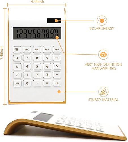 Miniatura 2 de Sportsvoutdoors - Calculadora de escritorio delgada de 10 dígitos básica calculadora de escritorio de doble alimentación pantalla LCD inclinada