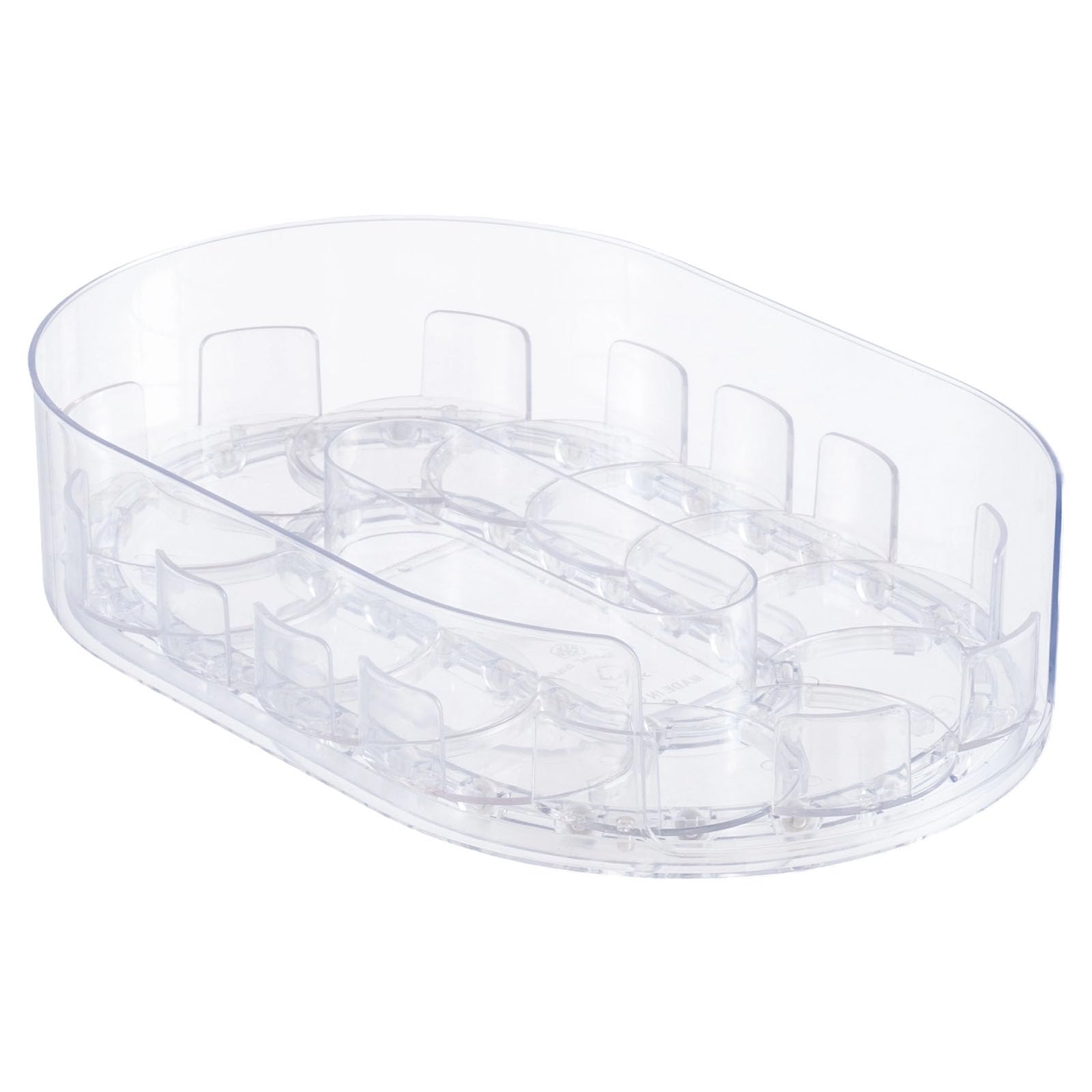 Woedpez Clear Rotating Fridge Organizers Adjustable Dividers Sturdy Base Space Saving Kitchen Storage Container PET Materials Kitchen Fridge Storage Container