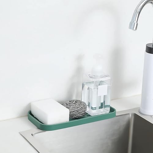 Miniatura 8 de Bandeja organizadora de fregadero de cocina de silicona para múltiples usos, soporte ecológico para cocina, baño, encimera o fregadero, dispensador