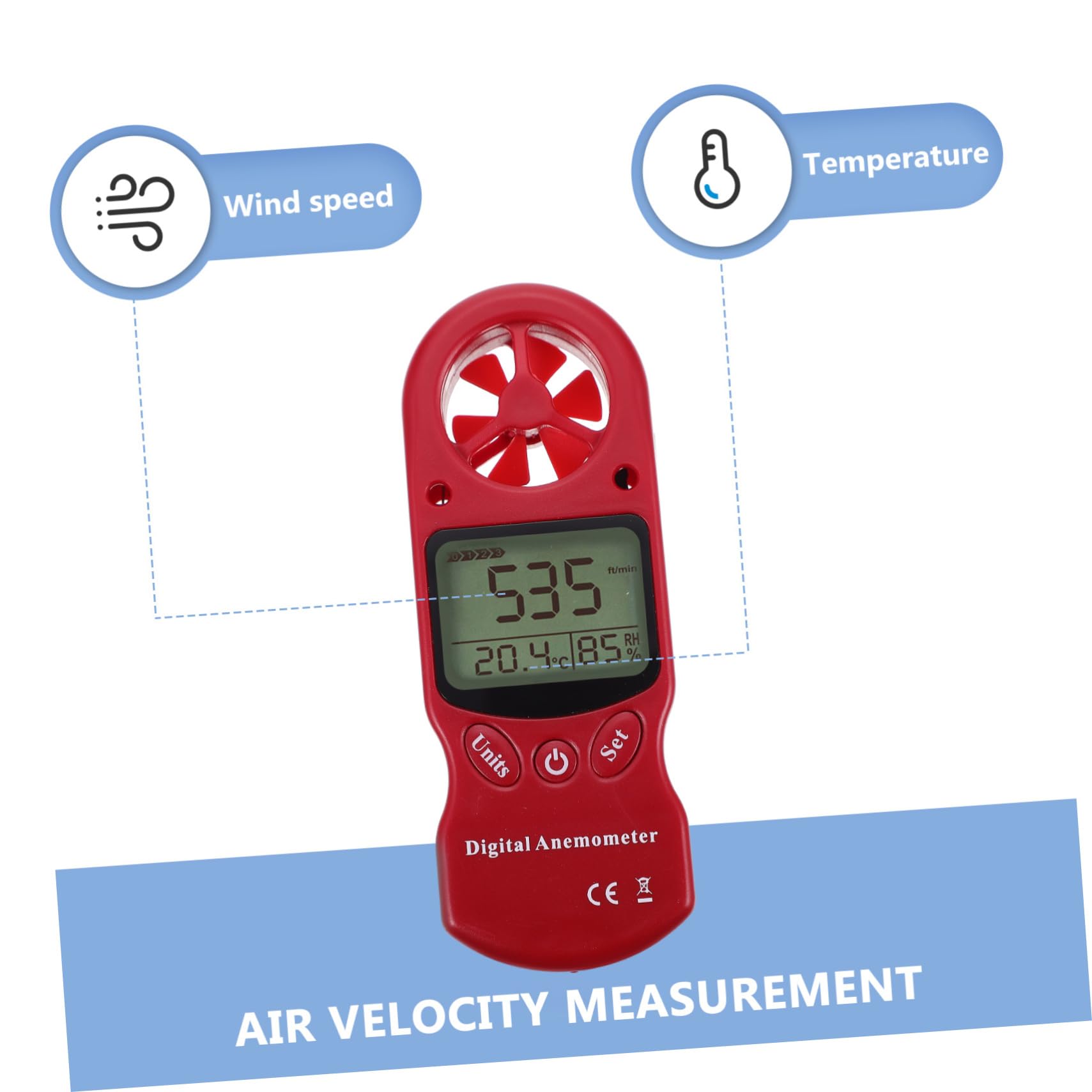 ULTECHNOVO 1pezzi Mini Anemometro Portatile Con Hygrotermometro Misuratore Del Vento e Umidità Per e Facile Usare Batteria